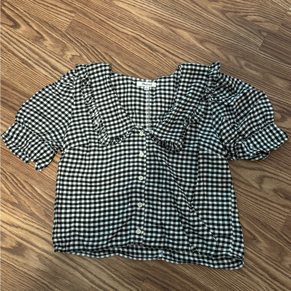 Madewell Black and White Gingham Top